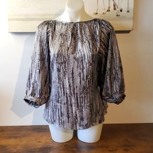 Anne Klein puff shoulder peasant bell sleeves watercolour blouse